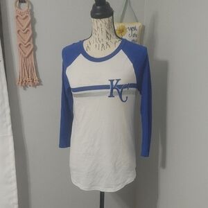 Rare! Royals VS Pink Blue and White Raglan Shirt S Sequin "KC" Take Me To The K